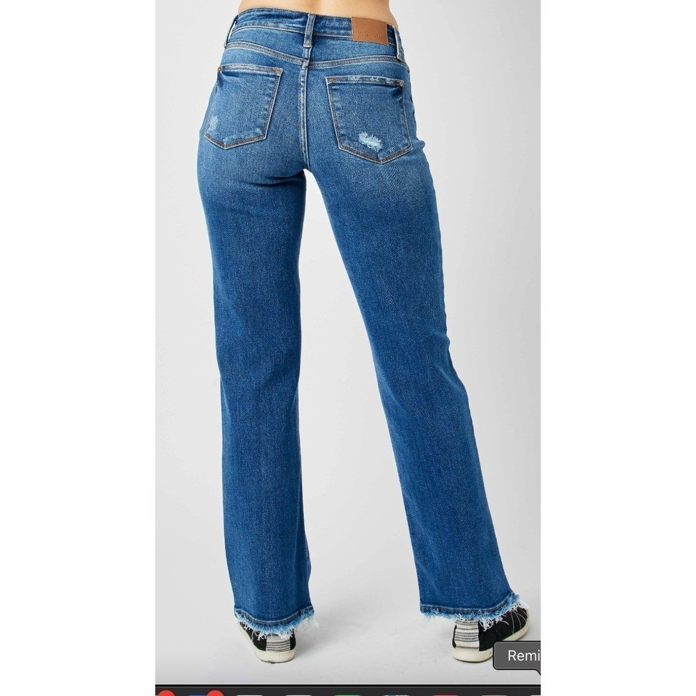 NWT Judy Blue Jeans Sz 31  Mid Rise Straight Distressed Stretchy Relaxed - Picture 9 of 13